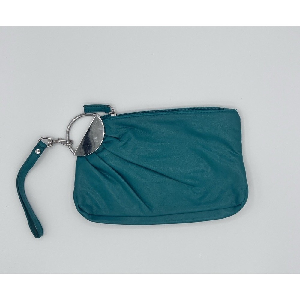 Small Teal And Silver Wristet Bag